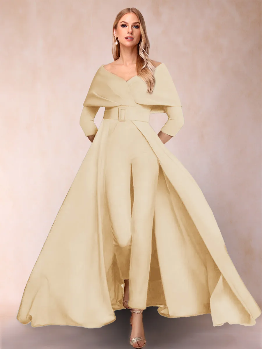 A-Line/Princess V-Neck 3/4 Sleeves Jumpsuits with Belt sold by Lavetir product image thumbnail 5