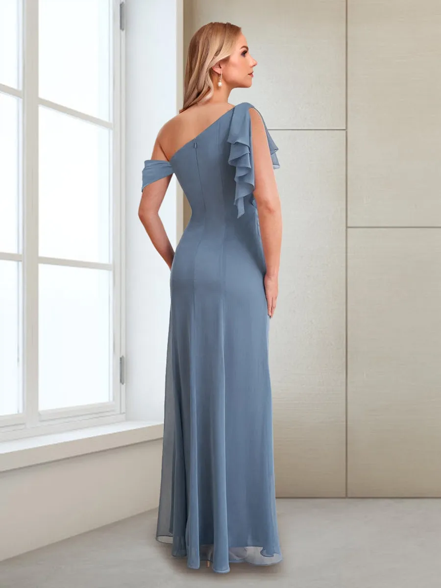 Sheath/Column One-Shoulder Sleeveless Long Mother of the Bride Dresses with Split Side sold by Lavetir product image thumbnail 2