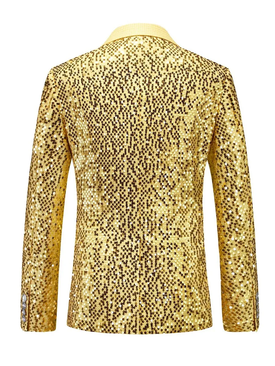Tailored Fit Notched Lapel Single Breasted One-Button Men's Party Jacket With Sequins sold by Lavetir product image thumbnail 2
