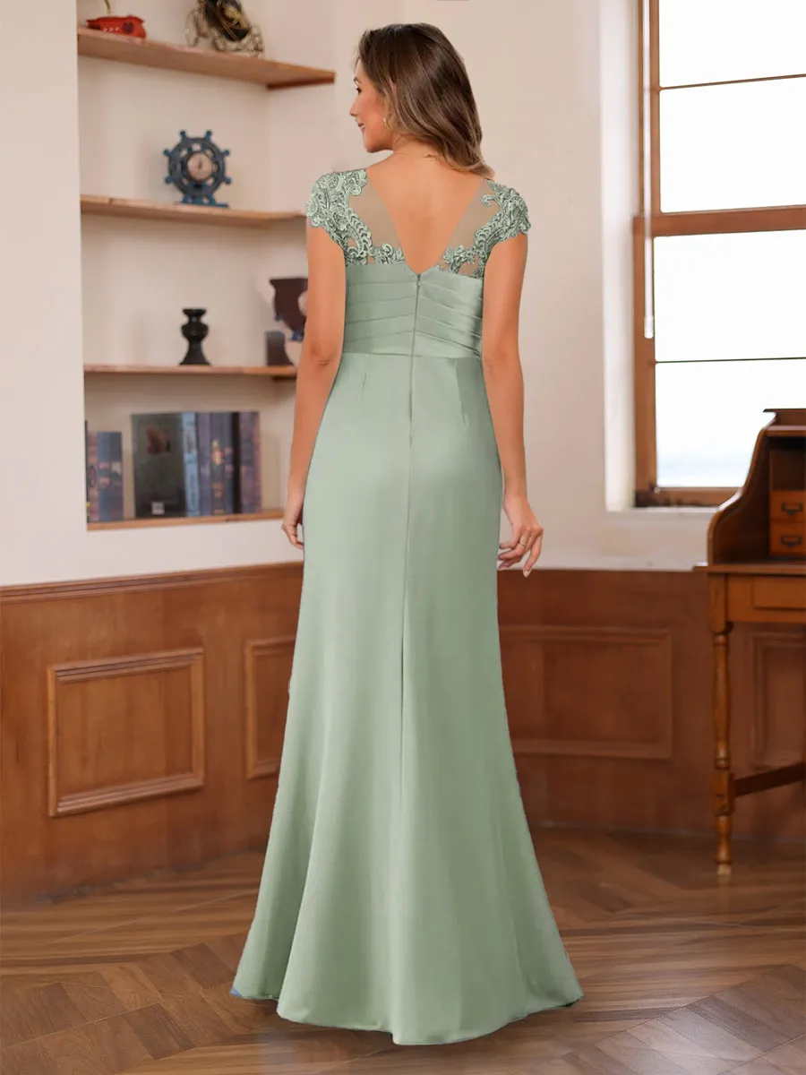 Trumpet/Mermaid Scoop Short Sleeves Chiffon Mother of the Bride Dresses with Applique sold by Lavetir product image thumbnail 2