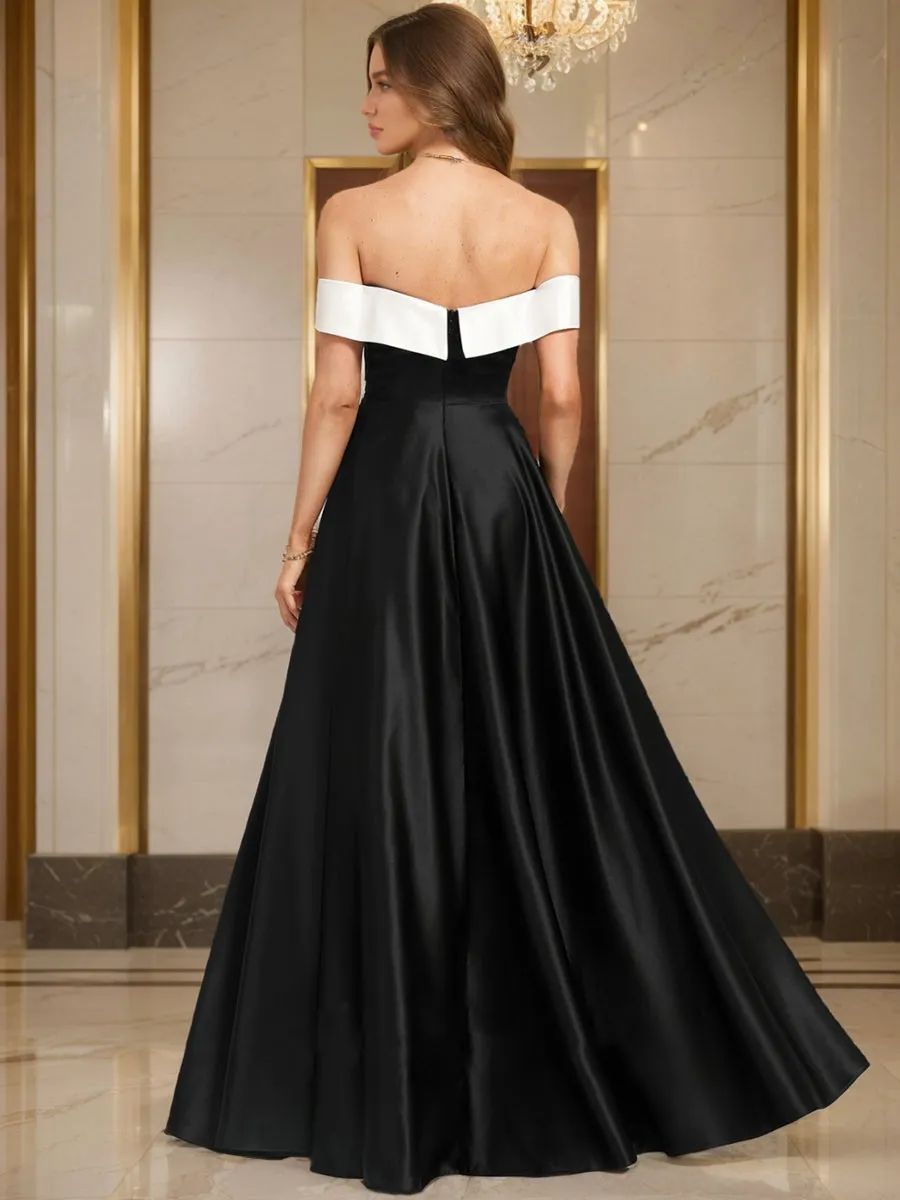 A-line Off-the-Shoulder Floor-Length Ruched Evening Dresses sold by Lavetir product image thumbnail 2
