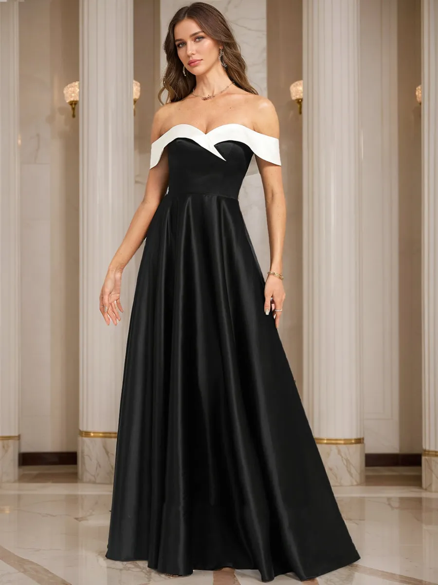 A-line Off-the-Shoulder Floor-Length Ruched Evening Dresses sold by Lavetir product image thumbnail 3