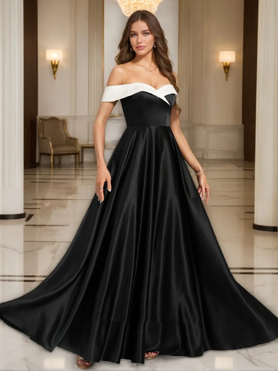 A-line Off-the-Shoulder Floor-Length Ruched Evening Dresses sold by Lavetir