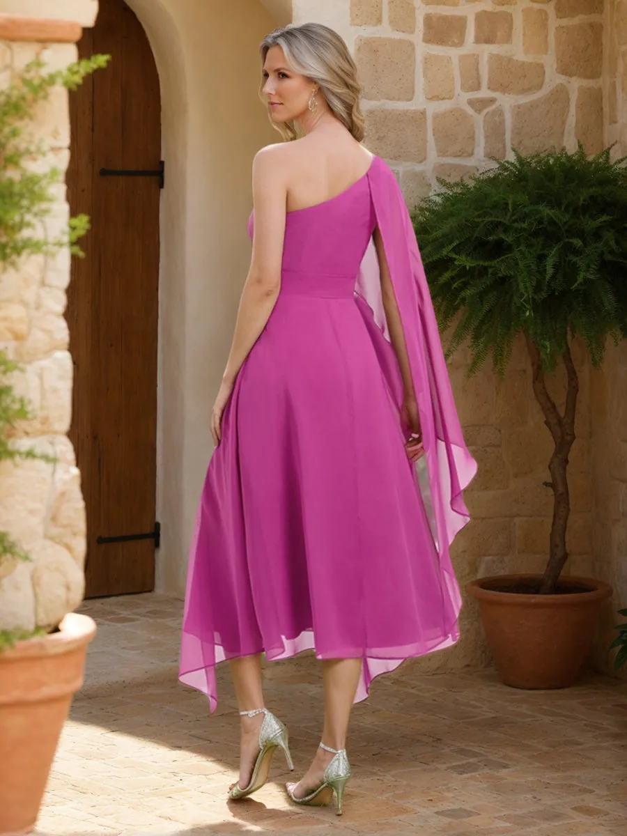 A-Line/Princess One-Shoulder Asymmetrical Chiffon Wedding Guest Dresses with Ruffles sold by Lavetir product image thumbnail 2