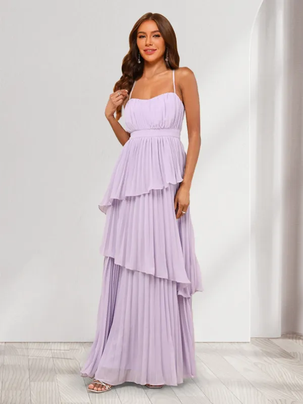 A-Line/Princess Spaghetti Straps Wedding Guest Dresses with Pleats & Ruffles sold by Lavetir