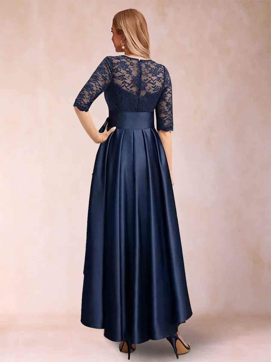 A-Line/Princess Scoop Half Sleeves Lace Wedding Guest Dresses with Applique sold by Lavetir product image thumbnail 2