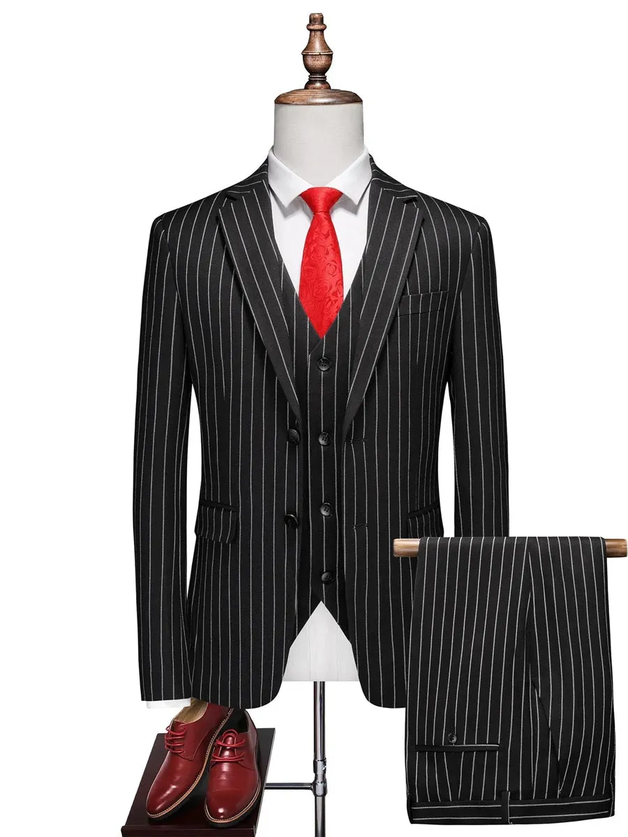 Tailored Fit Single Breasted One-button 3 Pieces Stripe print Men's Wedding Suits sold by Lavetir product image thumbnail 5