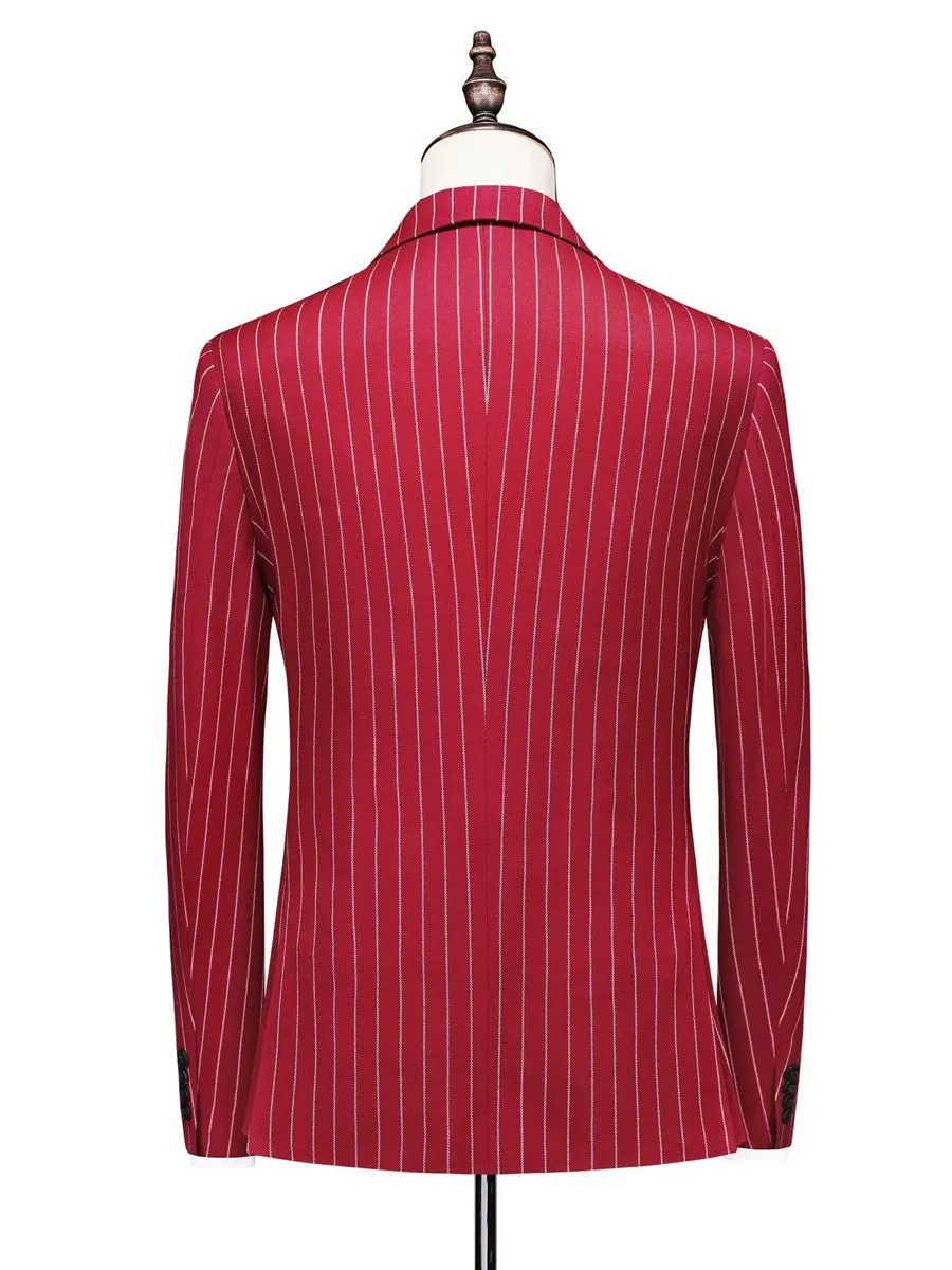 Tailored Fit Single Breasted One-button 3 Pieces Stripe print Men's Wedding Suits sold by Lavetir product image thumbnail 2