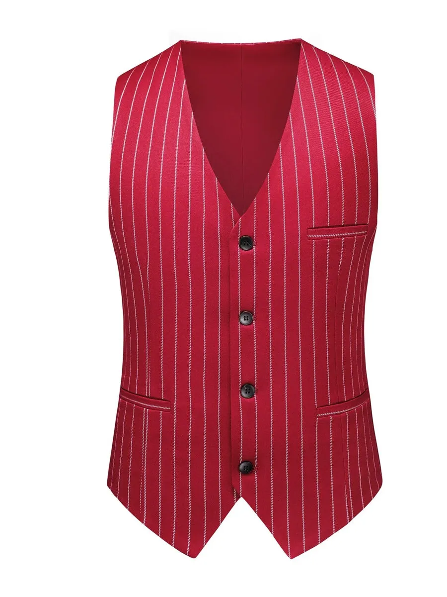 Tailored Fit Single Breasted One-button 3 Pieces Stripe print Men's Wedding Suits sold by Lavetir product image thumbnail 4