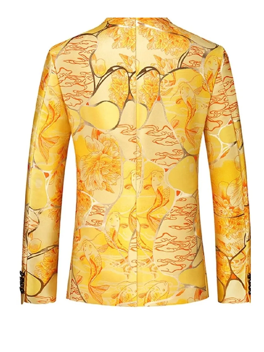 Tailored Fit Notched Lapel Single Breasted One-Button Printed Men's Party Jacket sold by Lavetir product image thumbnail 3