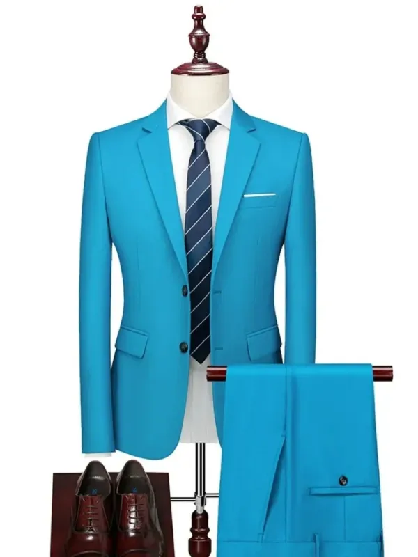 Tailored Fit Single Breasted Two-button 2 Pieces Solid Colored Men's Casual Suits sold by Lavetir