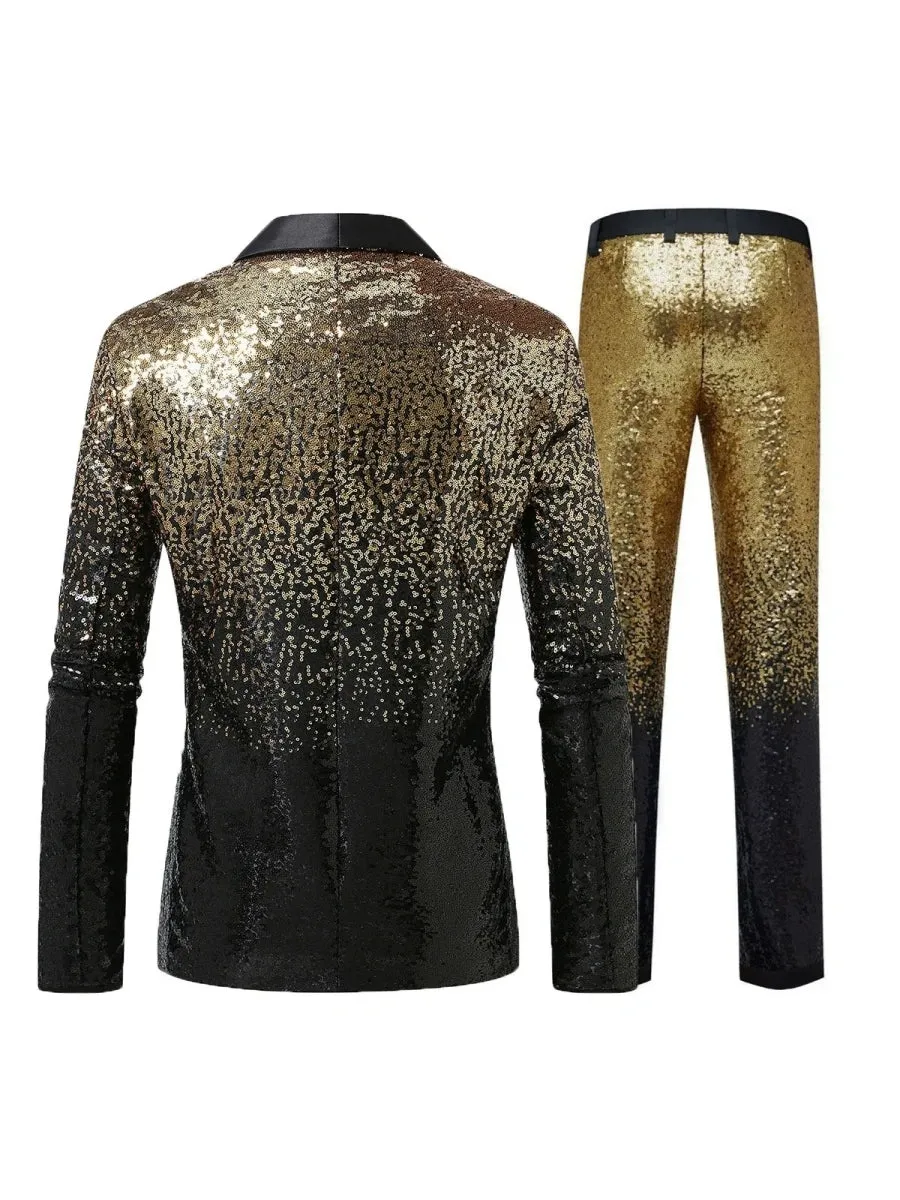 Tailored Fit Single Breasted One-button 2 Pieces Gradient Sequins Men's Casual Suits sold by Lavetir product image thumbnail 2