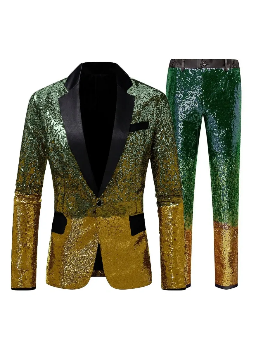 Tailored Fit Single Breasted One-button 2 Pieces Gradient Sequins Men's Casual Suits sold by Lavetir product image thumbnail 4