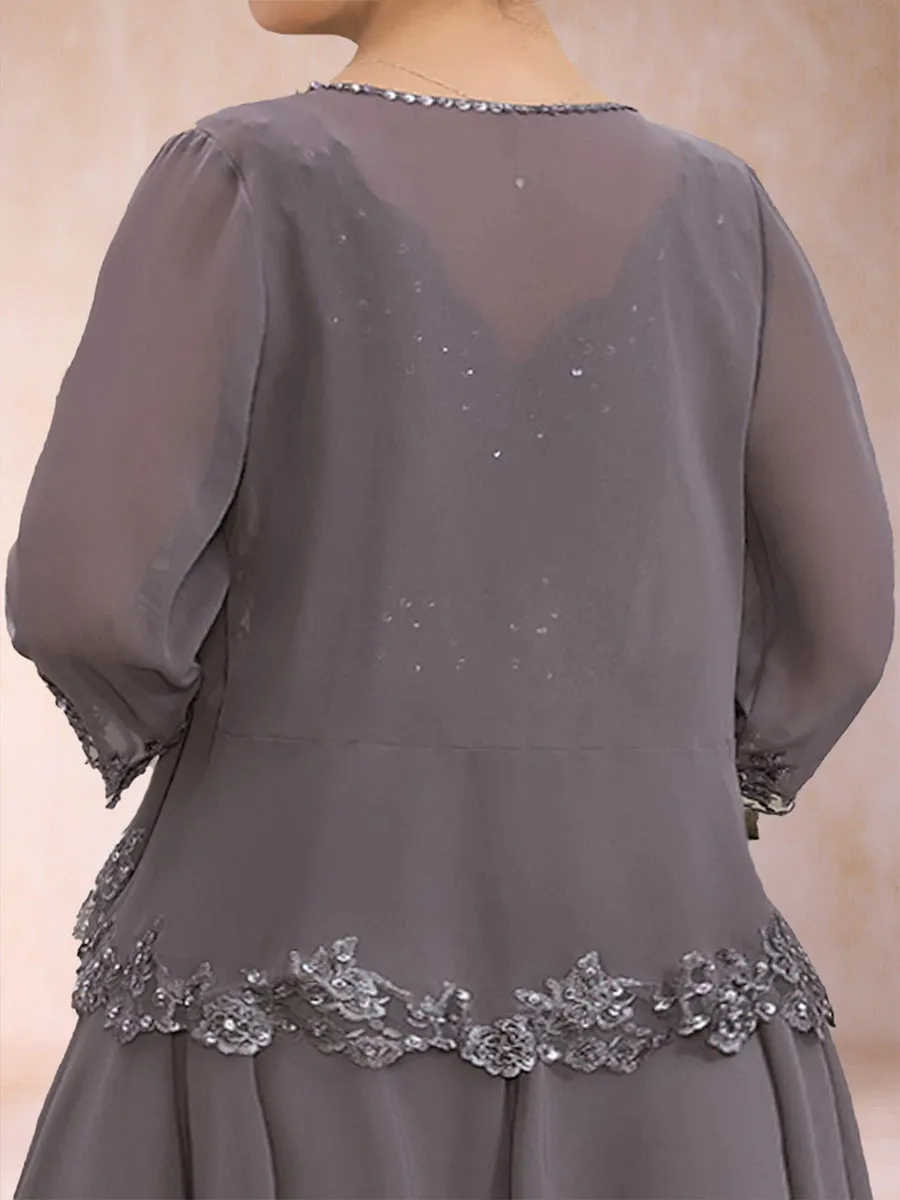 Chiffon 3/4 Sleeves Mother's Cardigan With Beading Appliques Lace sold by Lavetir product image thumbnail 2