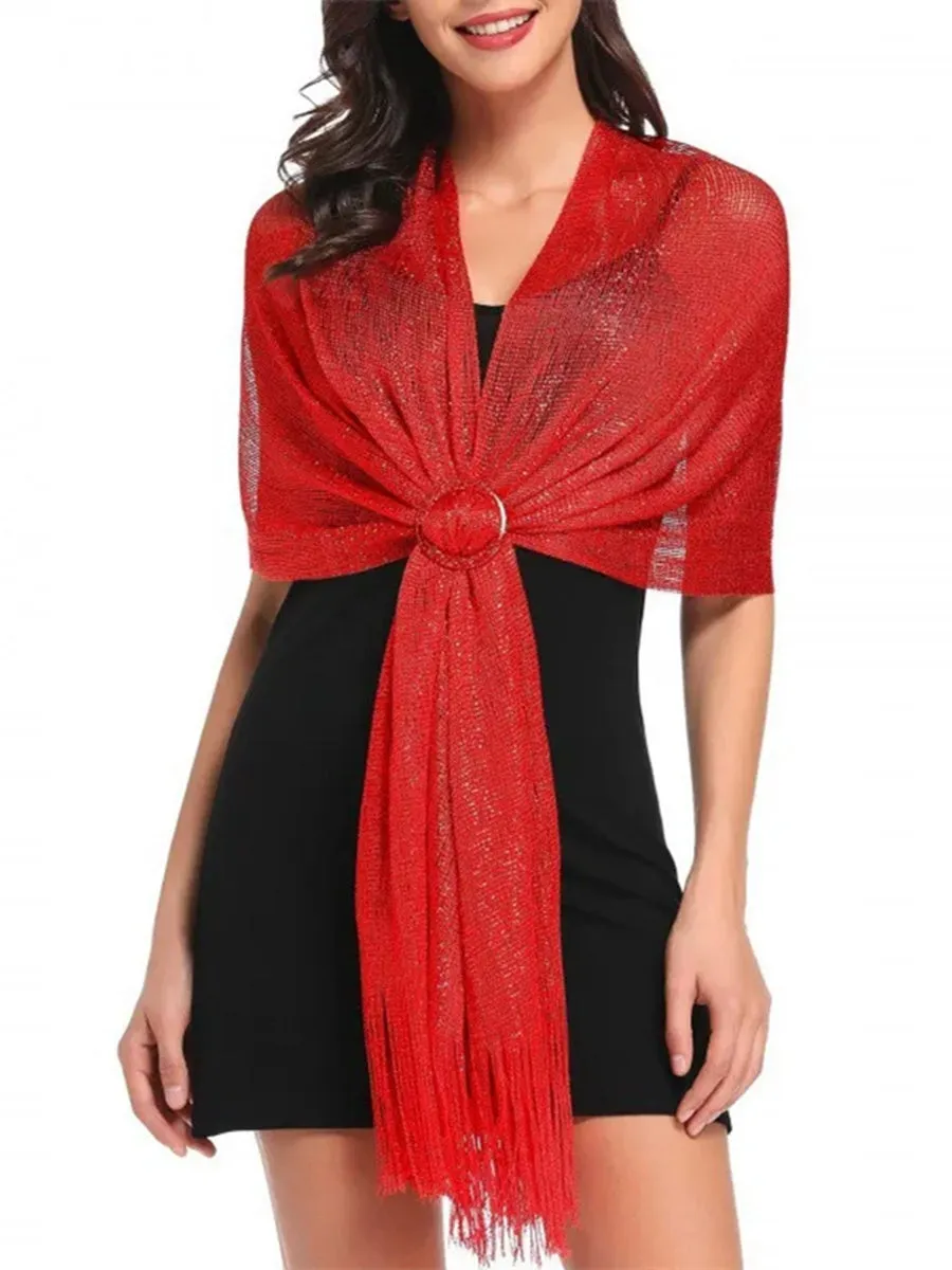 (170cm*45cm)Glamorous Metallic Shawls with Tassel Wedding Guest Wraps sold by Lavetir product image thumbnail 2