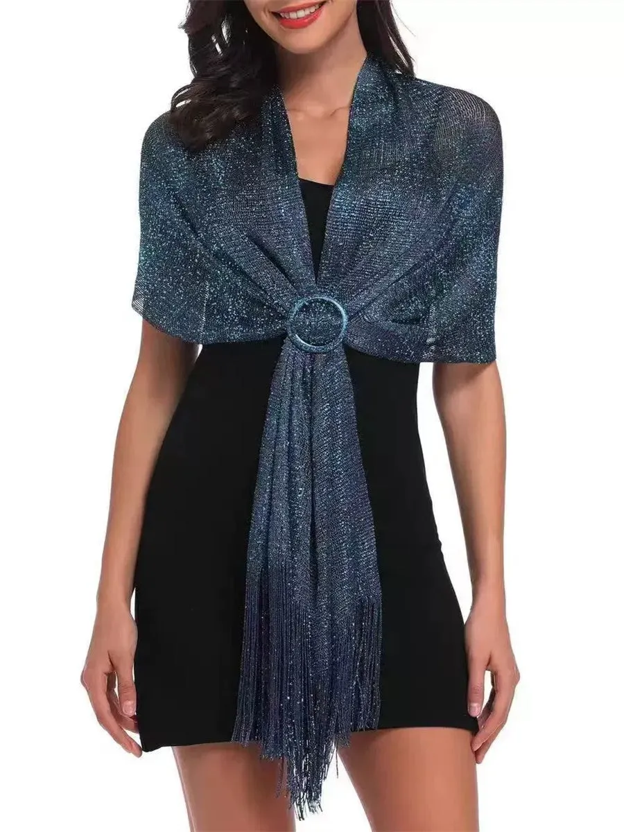 (170cm*45cm)Glamorous Metallic Shawls with Tassel Wedding Guest Wraps sold by Lavetir product image thumbnail 3