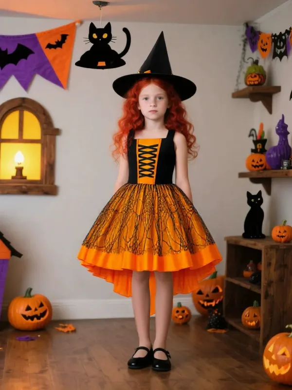 Ball Gown Square Neck Sleeveless Knee-Length Halloween Dresses for Girls With Pleats sold by Lavetir