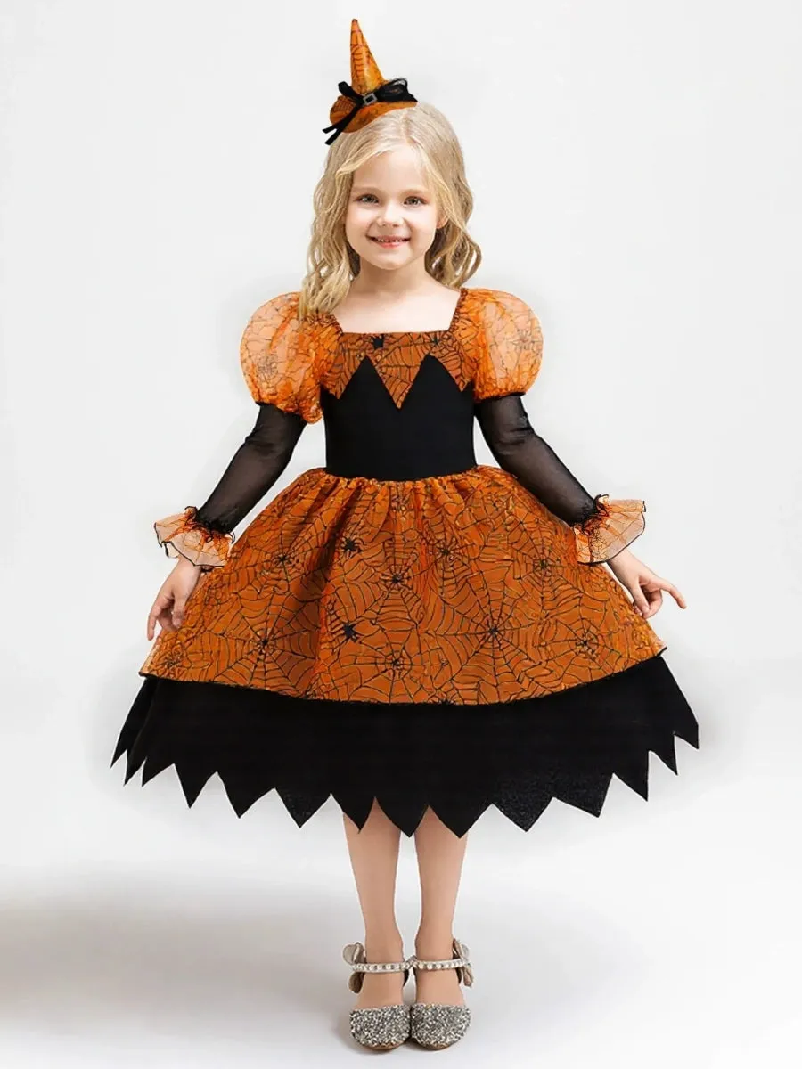 Printed A-Line/Princess Square Neck Long Sleeves Knee-Length Halloween Dresses for Girls sold by Lavetir product image thumbnail 3