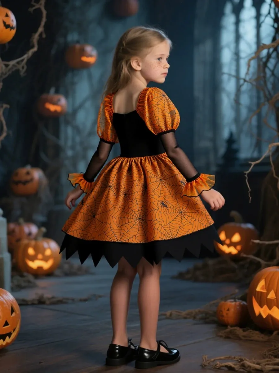 Printed A-Line/Princess Square Neck Long Sleeves Knee-Length Halloween Dresses for Girls sold by Lavetir product image thumbnail 2