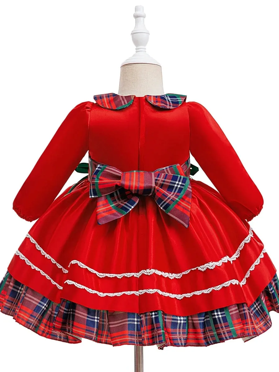 A-Line/Princess Peter Pan Collar Long Sleeves Christmas Dresses for Girls With Bowknot sold by Lavetir product image thumbnail 2
