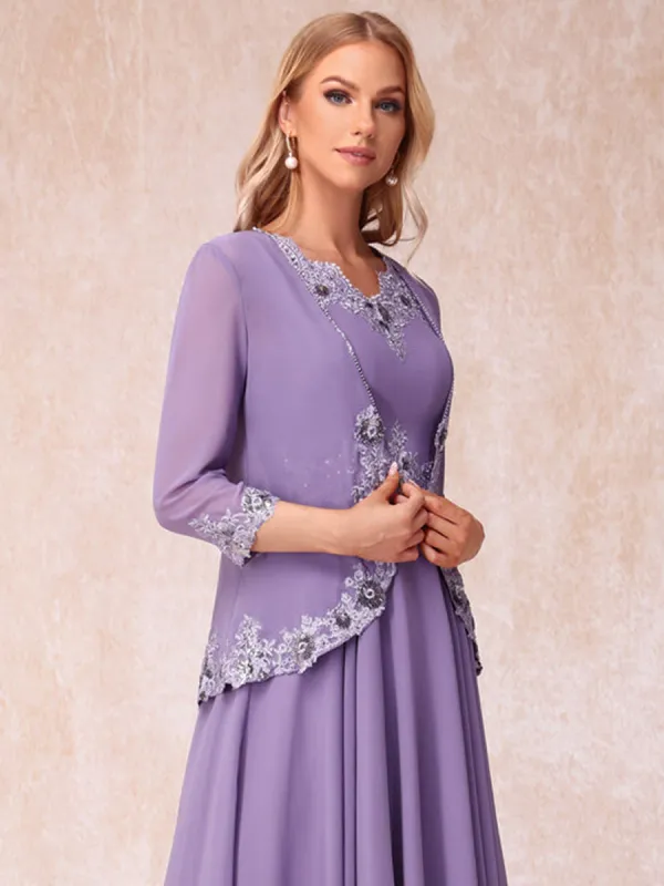 Chiffon 3/4 Sleeves Mother's Jacket With Beading Appliques sold by Lavetir