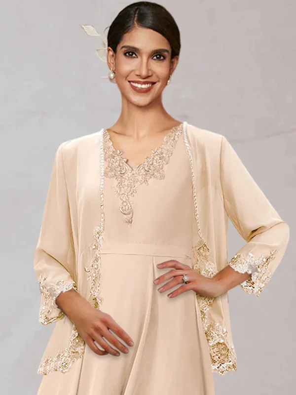 Chiffon 3/4 Sleeves Mother's Jacket With Appliques Beading sold by Lavetir