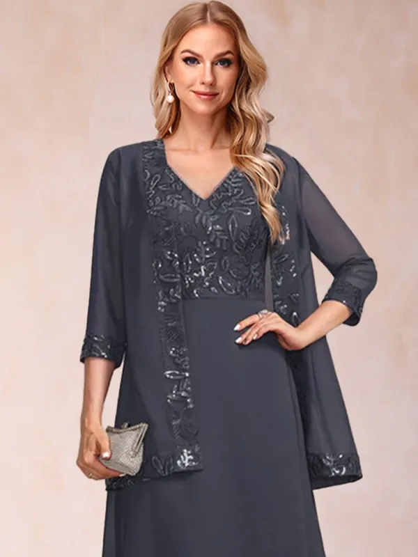 Chiffon 3/4 Sleeves Mother's Jacket With Sequins sold by Lavetir