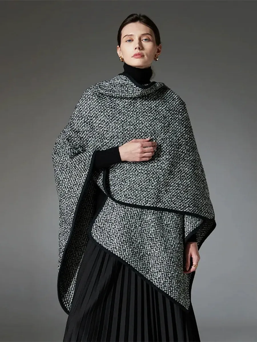 Black High-End Wool Tie-Dye Party Cape Shawl for Women sold by Lavetir product image thumbnail 3