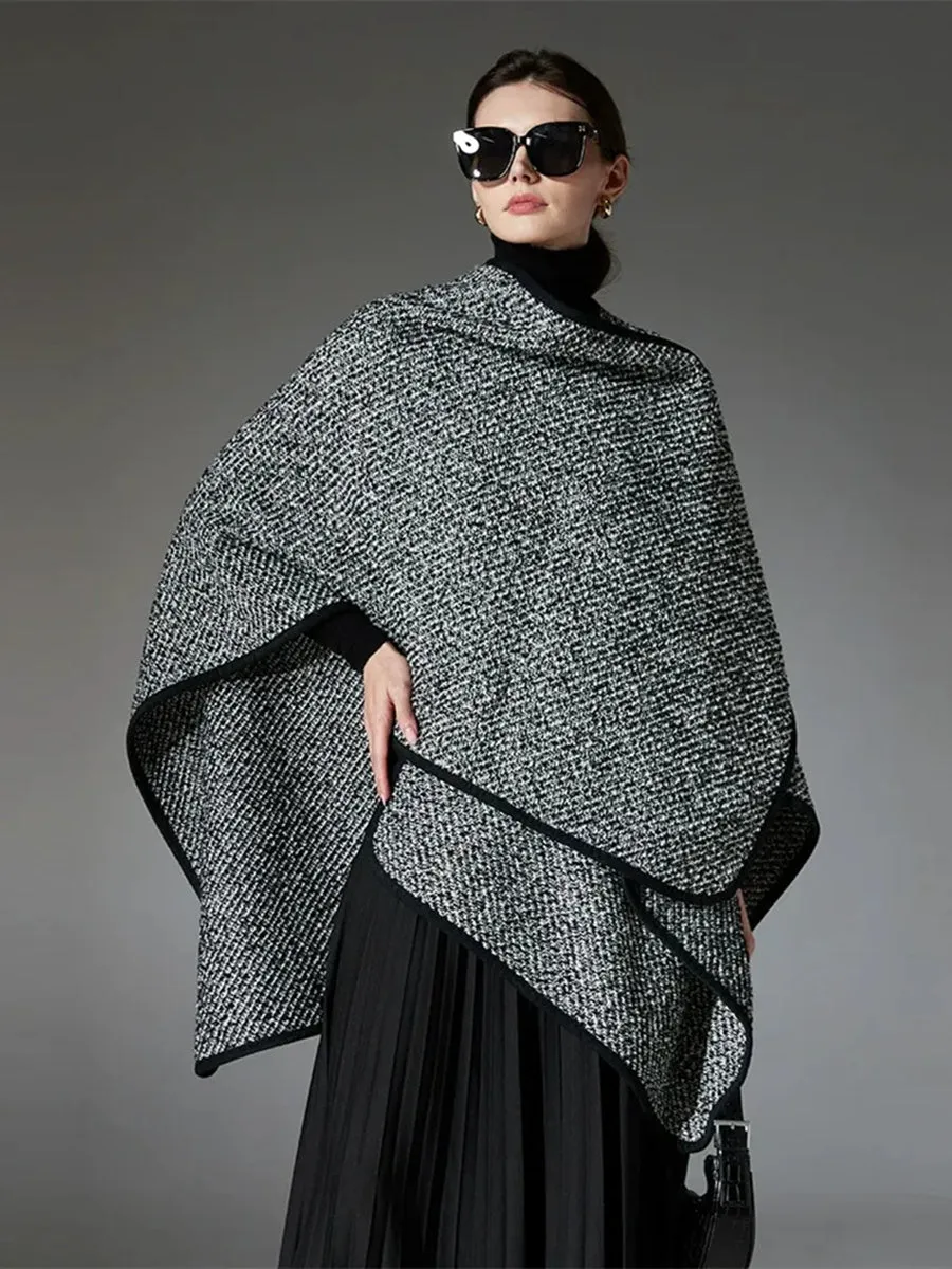 Black High-End Wool Tie-Dye Party Cape Shawl for Women sold by Lavetir product image thumbnail 4