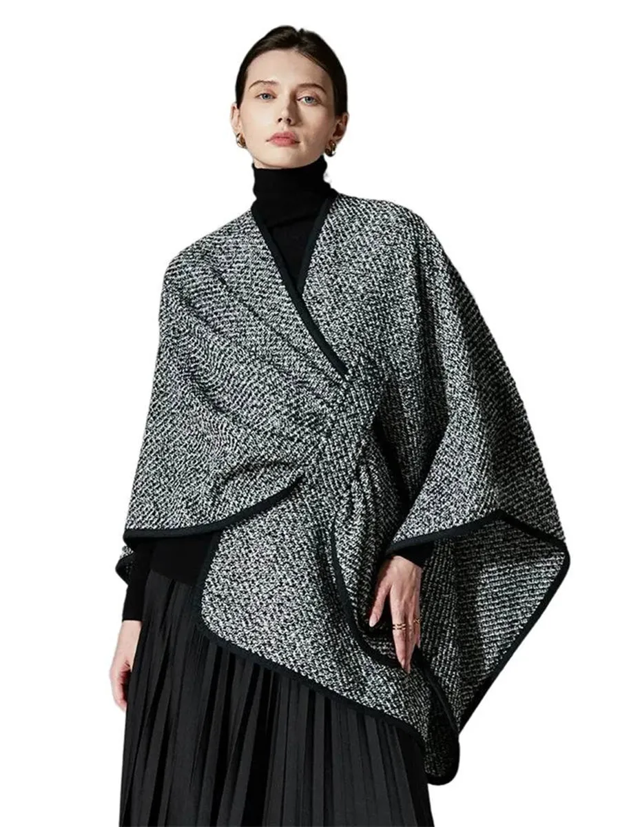 Black High-End Wool Tie-Dye Party Cape Shawl for Women sold by Lavetir product image thumbnail 2