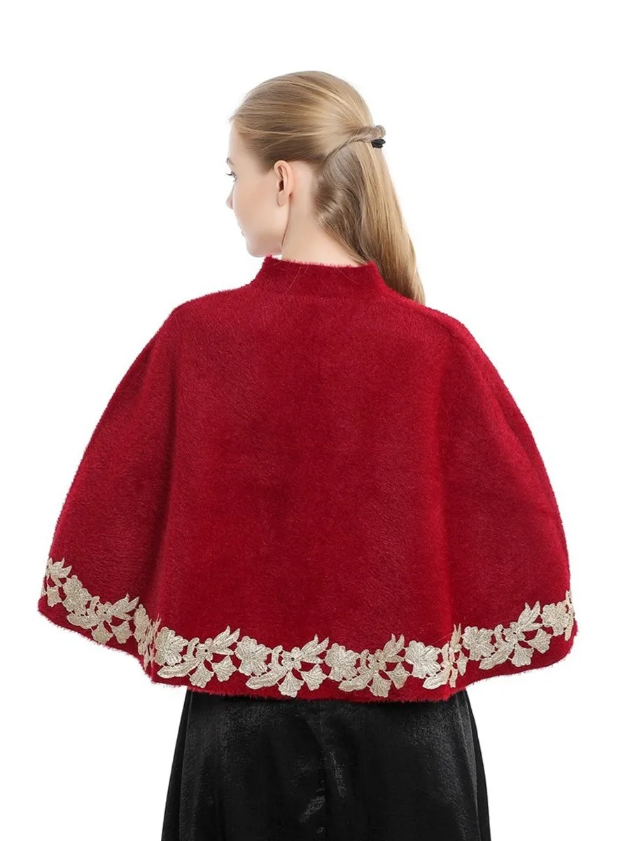 Women's Elegant Knitted Cape Shawl with Rhinestone & Appliques sold by Lavetir product image thumbnail 2