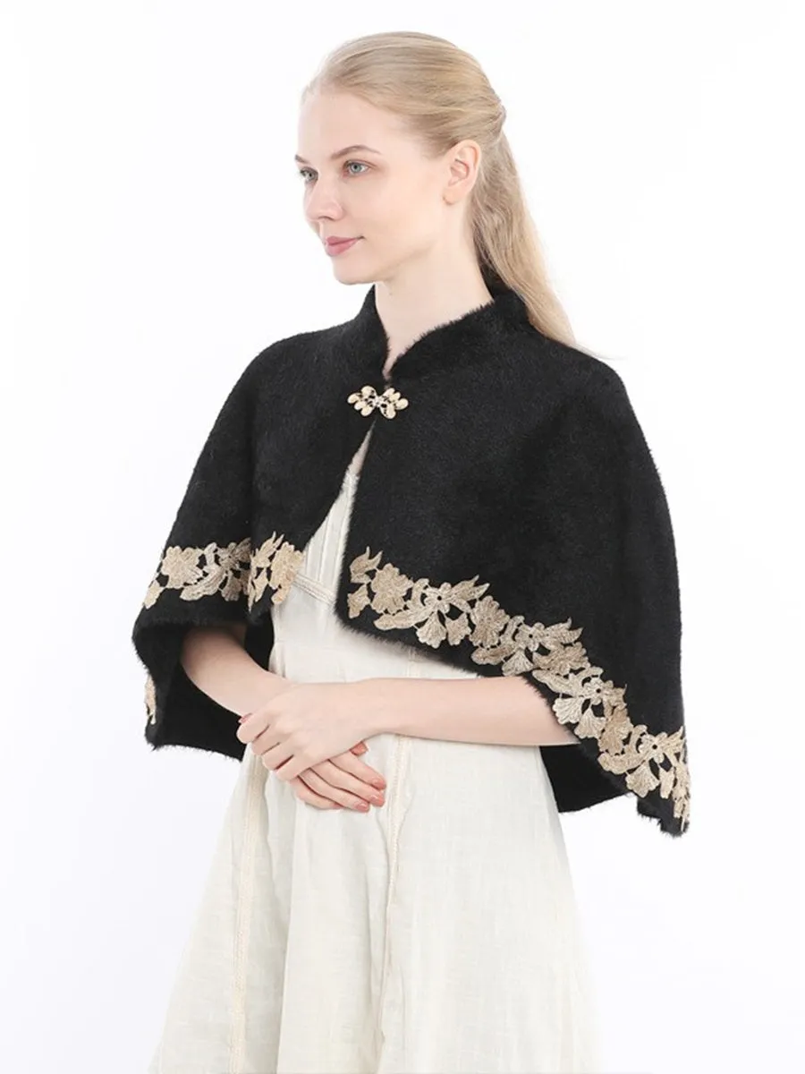 Women's Elegant Knitted Cape Shawl with Rhinestone & Appliques sold by Lavetir product image thumbnail 5