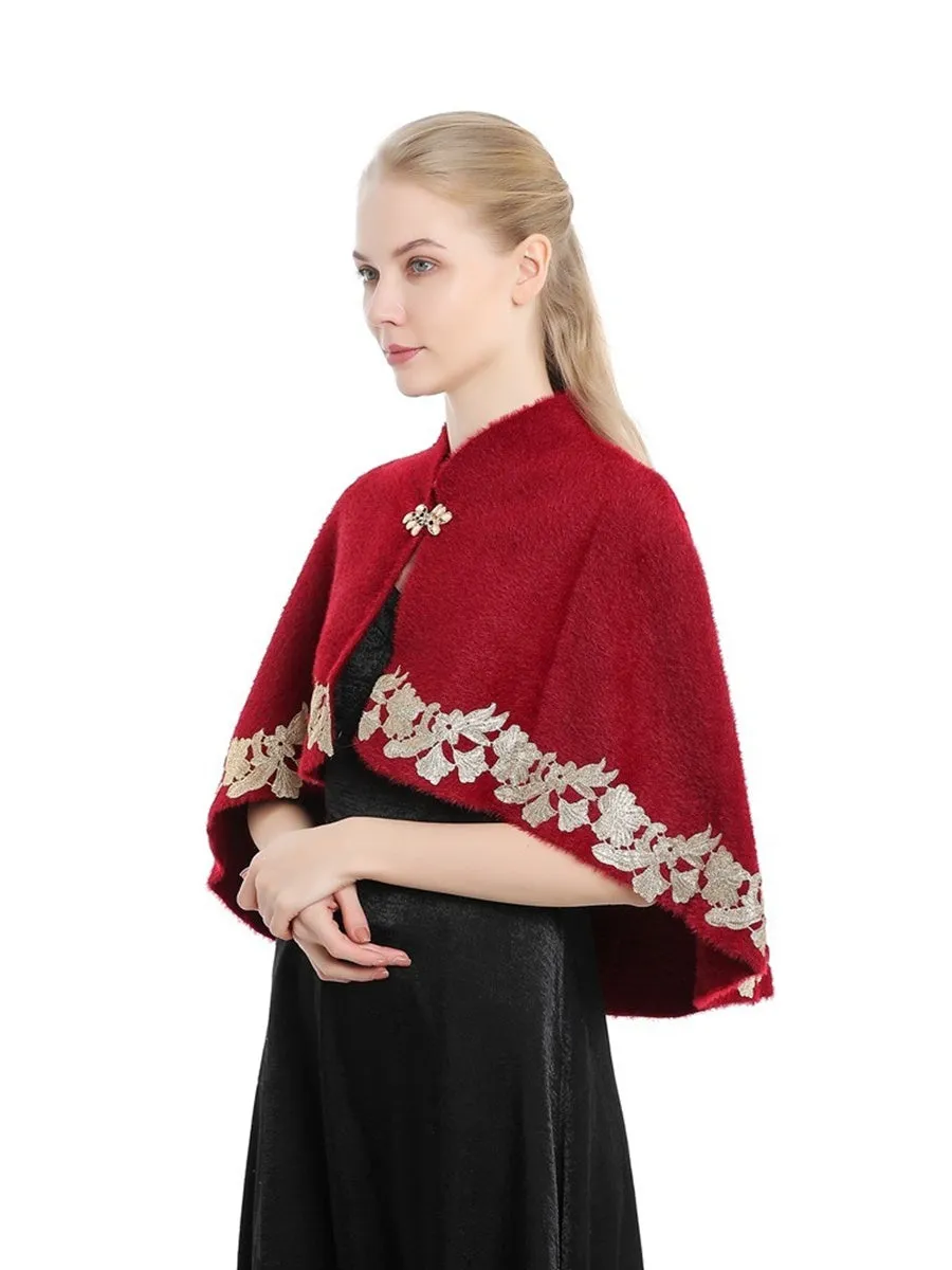 Women's Elegant Knitted Cape Shawl with Rhinestone & Appliques sold by Lavetir product image thumbnail 3