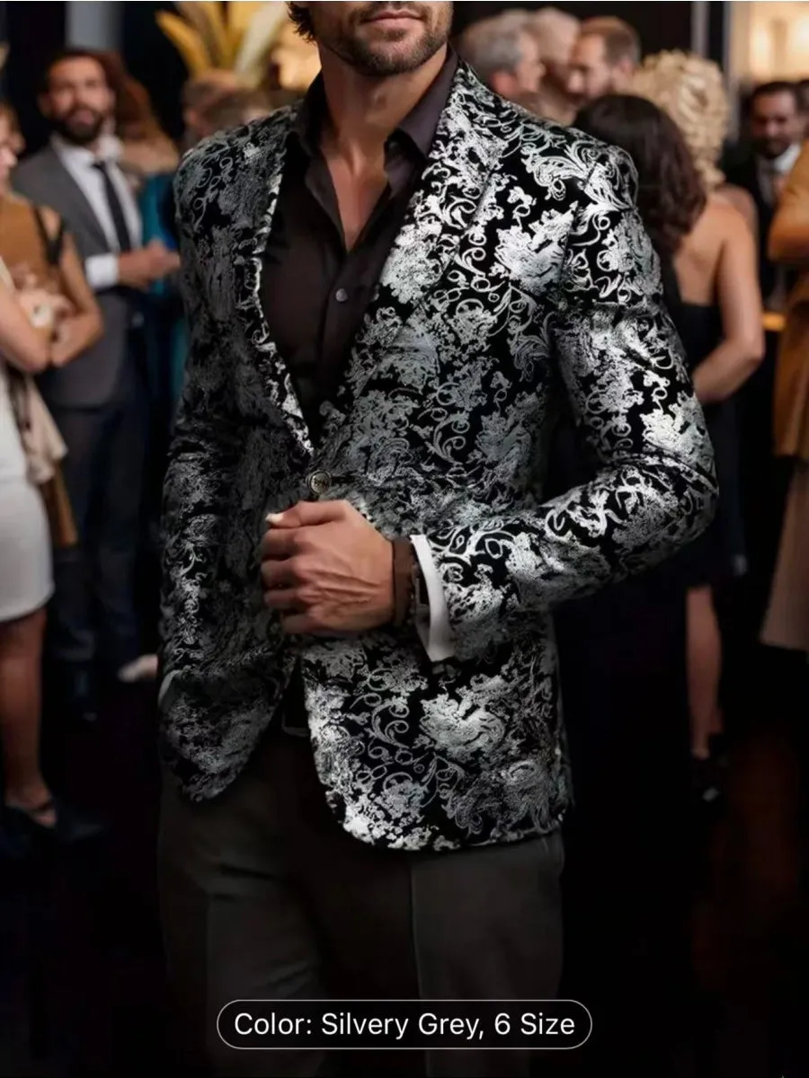 Tailored Fit Notched Lapel Breasted Two-Buttons Hot stamping Men's Party Jacket sold by Lavetir product image thumbnail 3