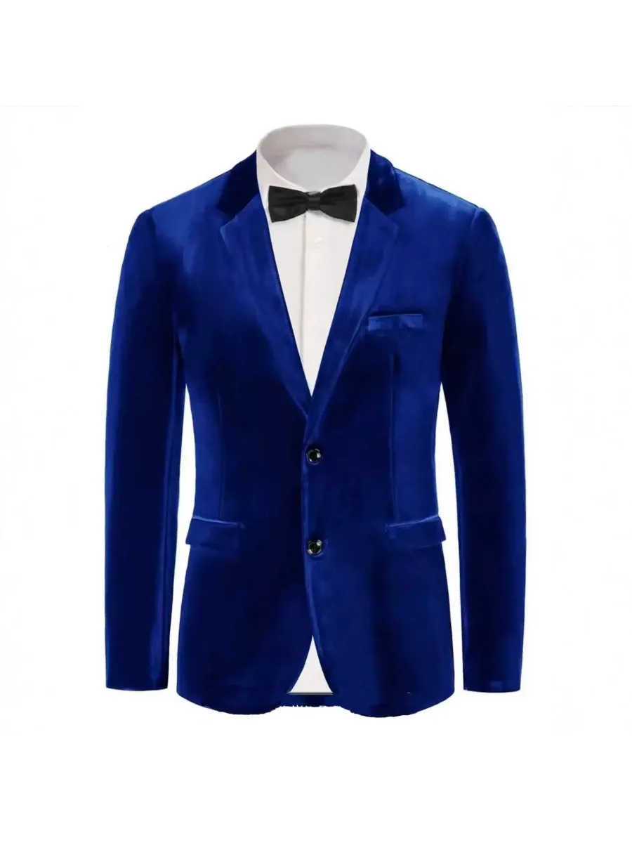 Tailored Fit Notched Lapel Breasted Two-Buttons Velvet Men's Party Jacket sold by Lavetir product image thumbnail 2