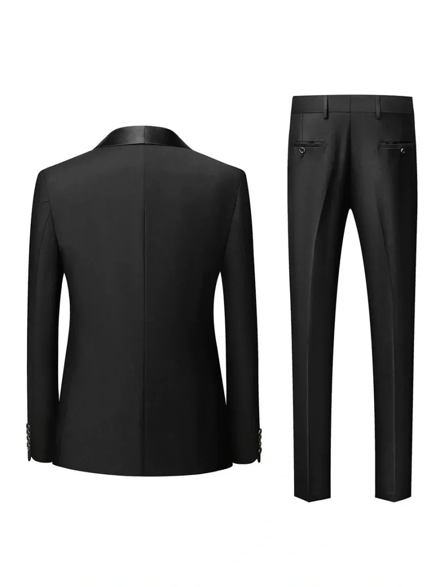 Tailored Fit Shawl Lape Single Breasted One-button 3 Pieces Solid Colored Men's Wedding Suits sold by Lavetir product image thumbnail 5