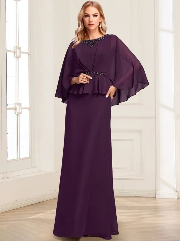 A-Line/Princess Illusion Scoop Floor-Length Mother of the Bride Dresses with Beading & Sash sold by Lavetir