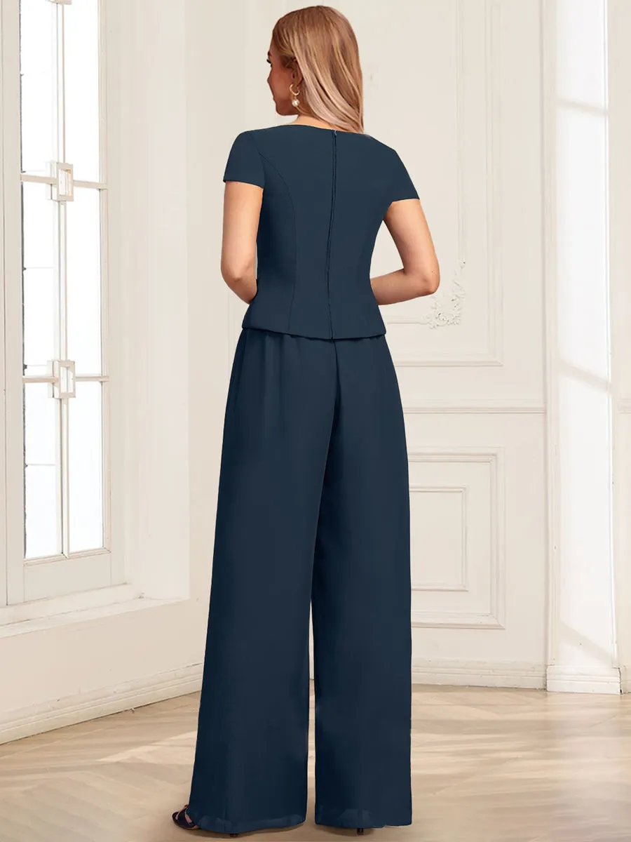 Chiffon Pantsuit Scoop Floor-Length 3 Pieces Mother of the Bride Dresses with Jacket sold by Lavetir product image thumbnail 4