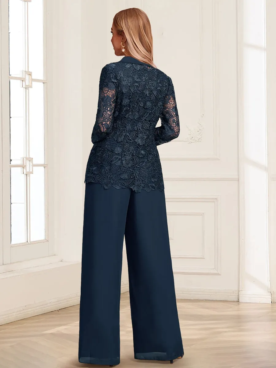 Chiffon Pantsuit Scoop Floor-Length 3 Pieces Mother of the Bride Dresses with Jacket sold by Lavetir product image thumbnail 2