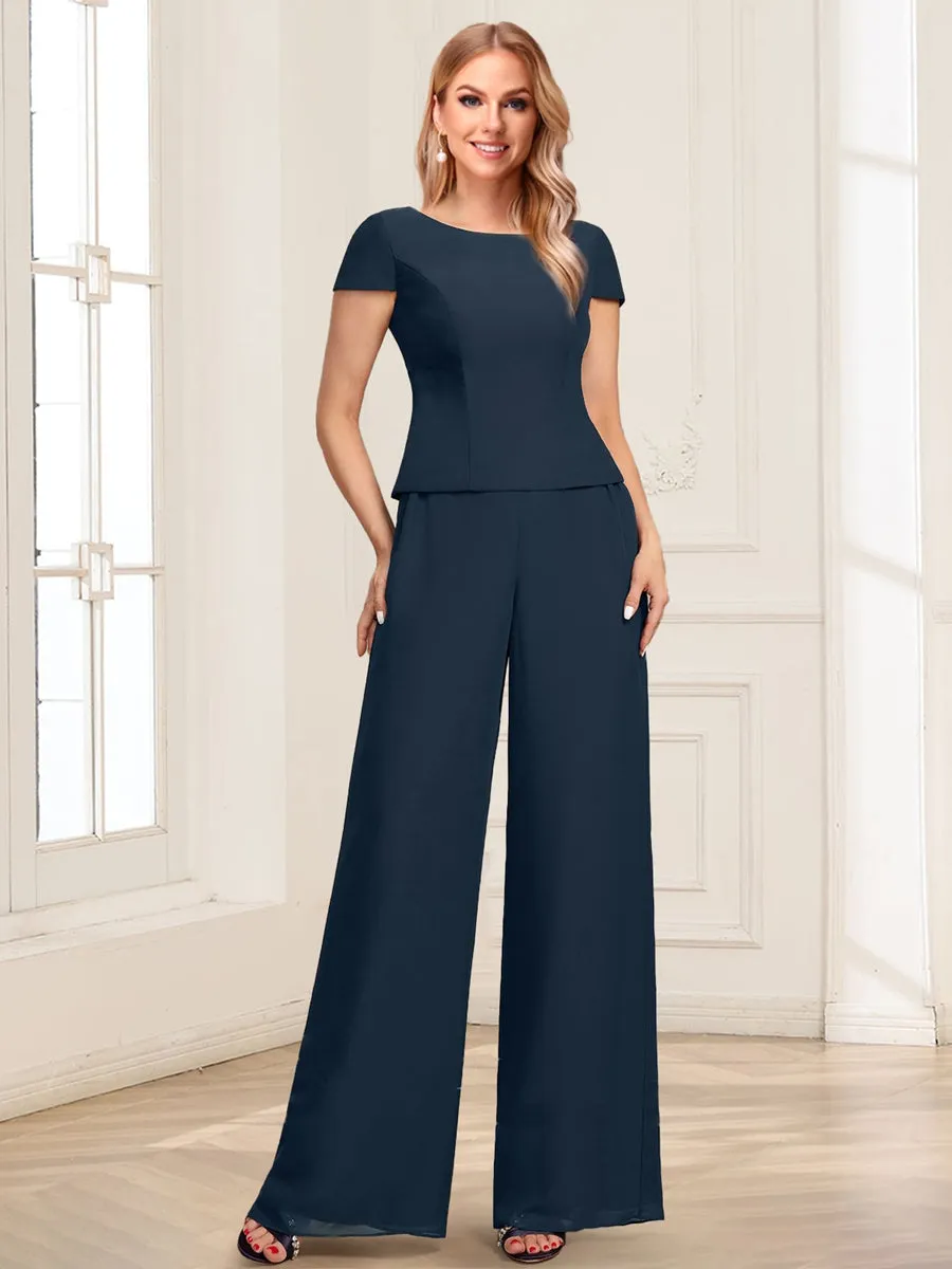 Chiffon Pantsuit Scoop Floor-Length 3 Pieces Mother of the Bride Dresses with Jacket sold by Lavetir product image thumbnail 3
