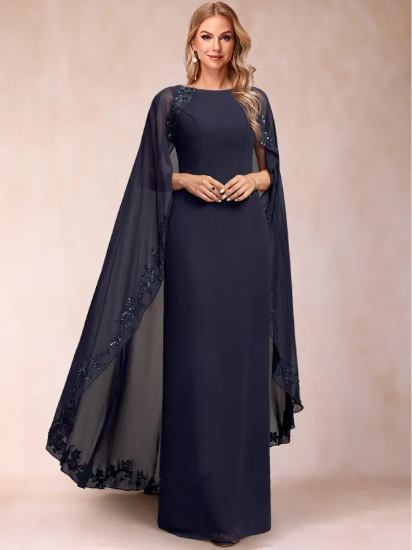 Sheath/Column Scoop Floor-Length Chiffon Mother Of The Bride Dresses With Lace Appliques sold by Lavetir