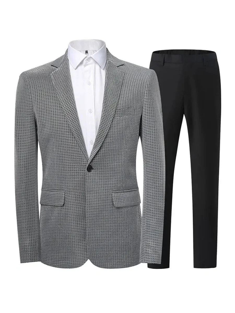 Tailored Fit Notched Lapel Single Breasted One-Button Solid Color 2 Piece Men's Party Suits sold by Lavetir product image thumbnail 5