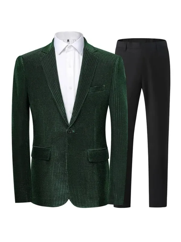 Tailored Fit Notched Lapel Single Breasted One-Button Solid Color 2 Piece Men's Party Suits sold by Lavetir