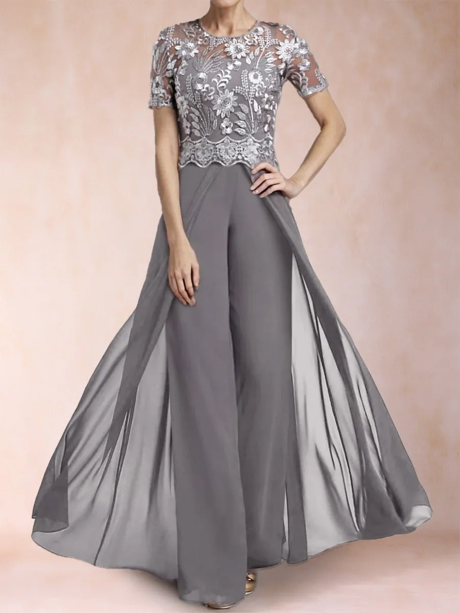 A-Line/Princess Scoop Short Sleeves Jumpsuit with Applique sold by Lavetir product image thumbnail 3