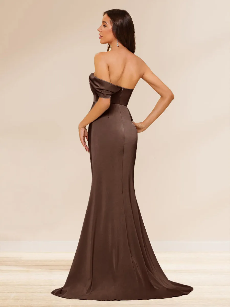 Sheath/Column Off-the-Shoulder Long Evening Dresses with Split Side sold by Lavetir product image thumbnail 2