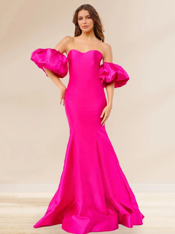 Satin Trumpet/Mermaid Strapless Short Sleeves Evening Dresses sold by Lavetir