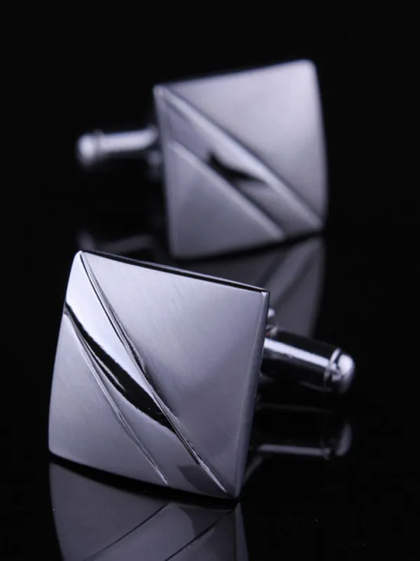 Men's 2Pcs Simple Geometric Metal Cufflinks sold by Lavetir