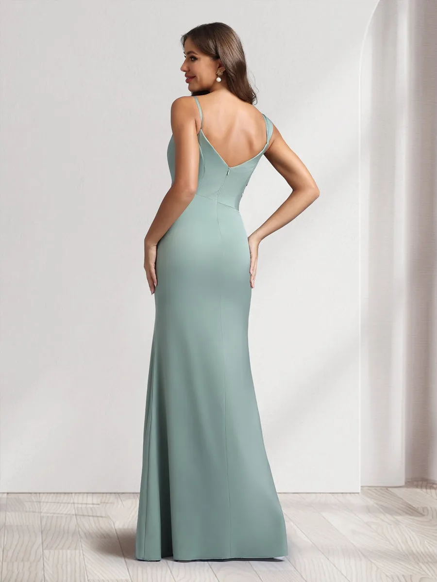 Sheath/Column Cowl Neck Floor-Length Bridesmaid Dresses with Beadings sold by Lavetir product image thumbnail 2