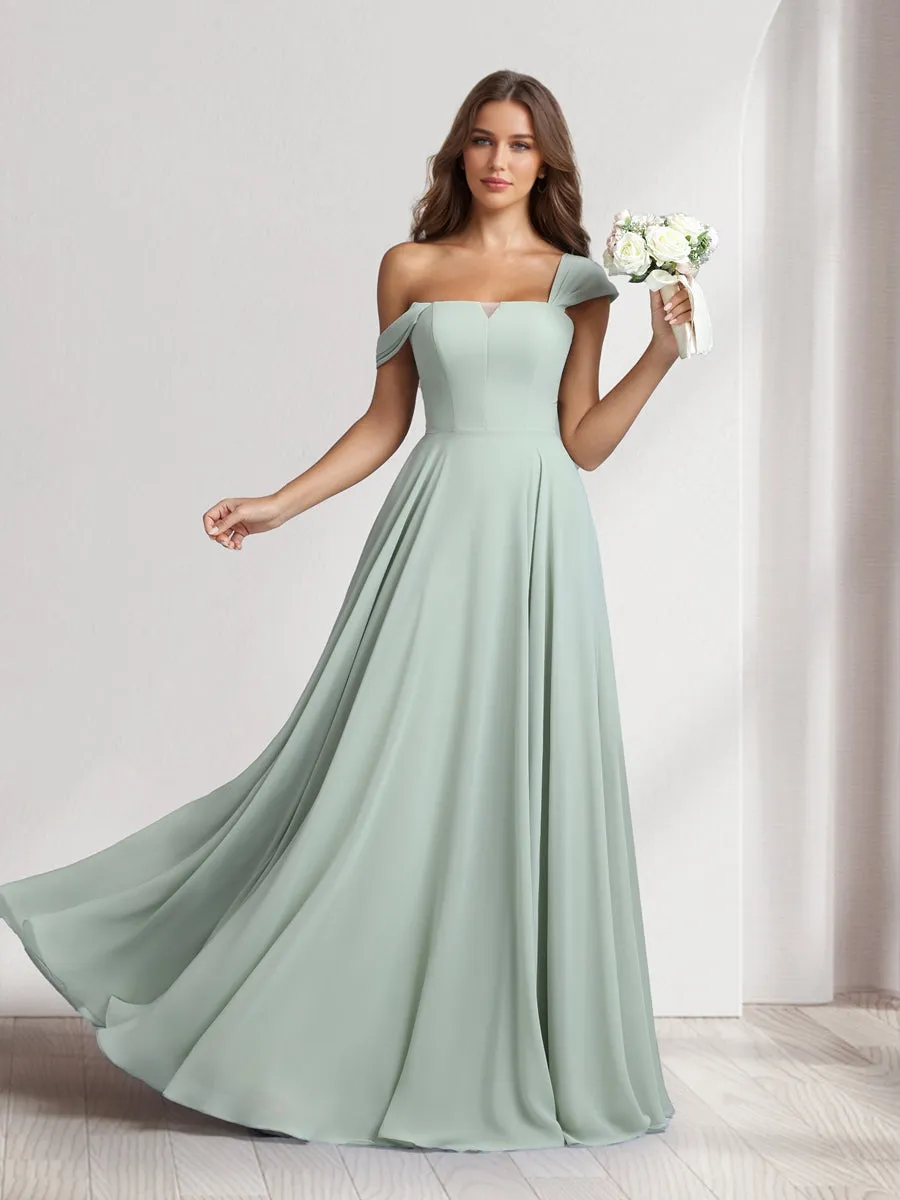 A-Line/Princess Square Neck Floor-Length Bridesmaid Dresses With Pockets sold by Lavetir product image thumbnail 4