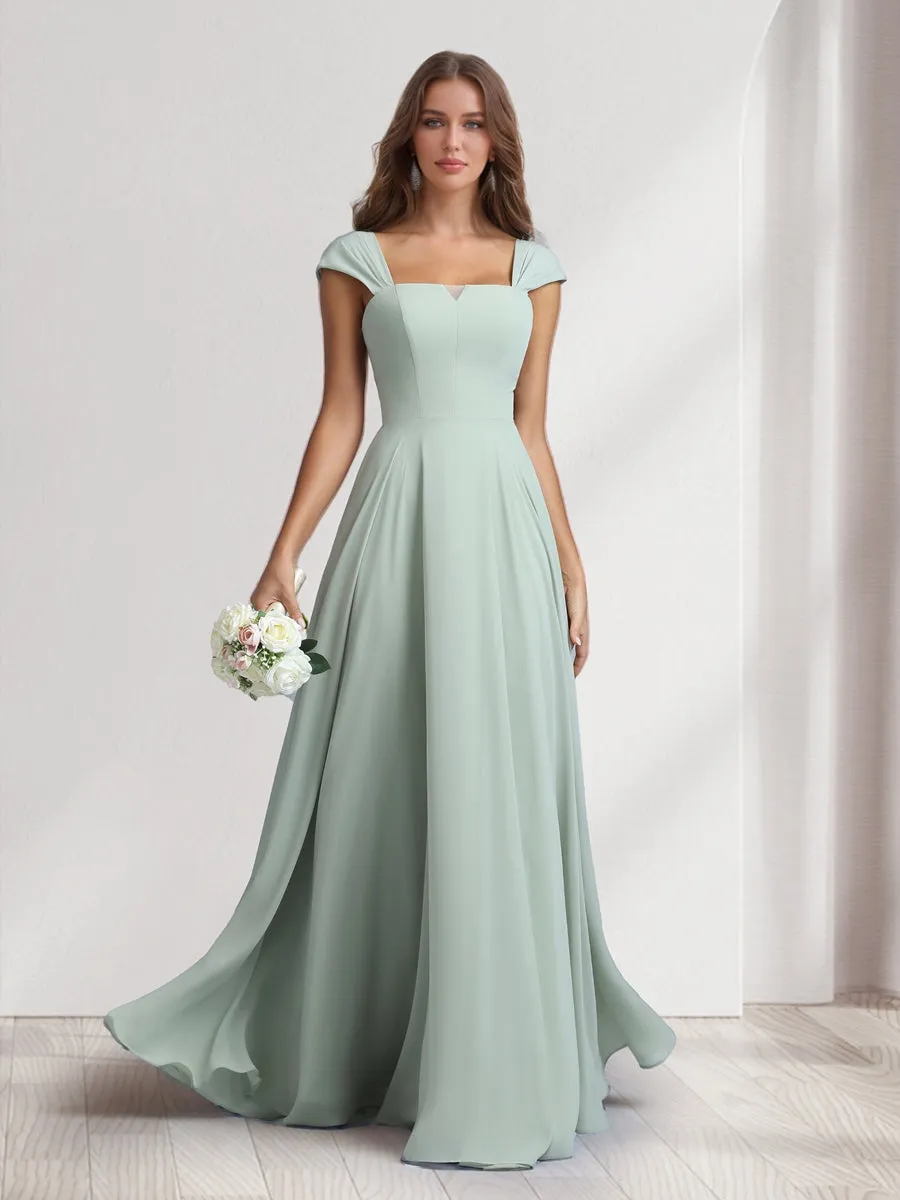 A-Line/Princess Square Neck Floor-Length Bridesmaid Dresses With Pockets sold by Lavetir product image thumbnail 5